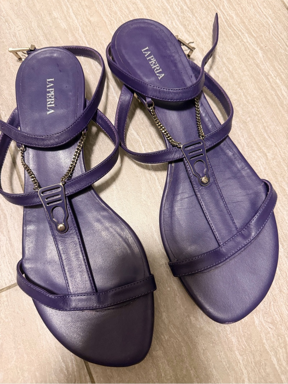La Perla Purple Leather Sandals - 39